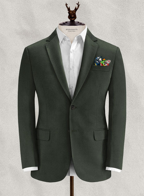 Italian Dark Olive Cotton Stretch Suit - StudioSuits