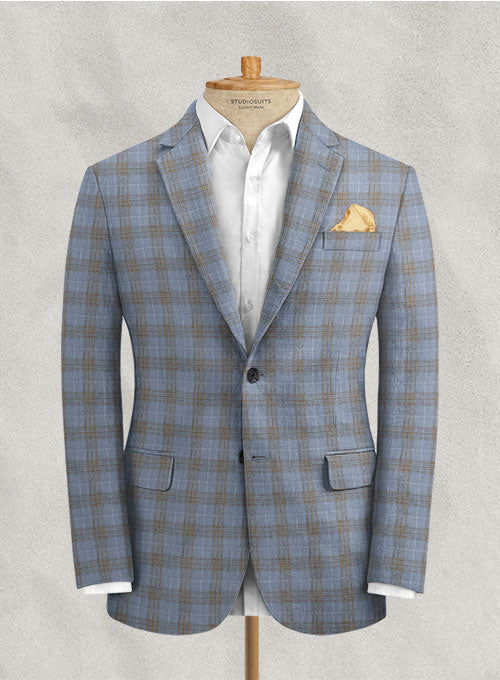 Italian Linen Artic Blue Checks Suit - StudioSuits