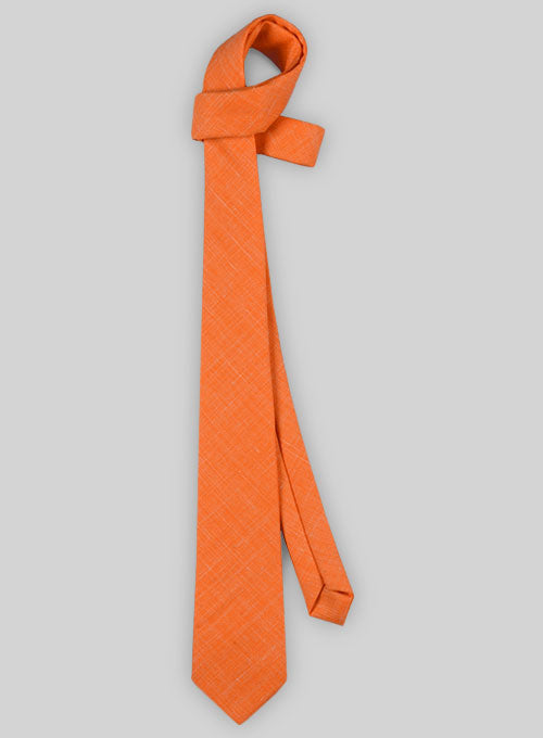 Italian Murano Wool Linen Tie - Orange - StudioSuits