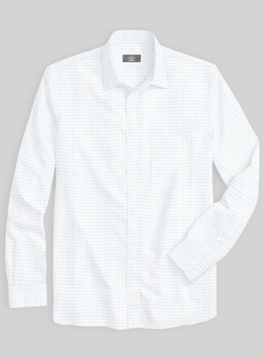 Italian White Grid Shirt - StudioSuits