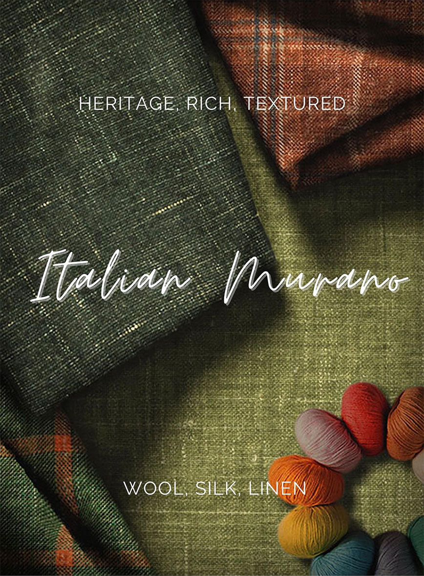 Italian Murano Domar Blue Wool Linen Silk Suit - StudioSuits