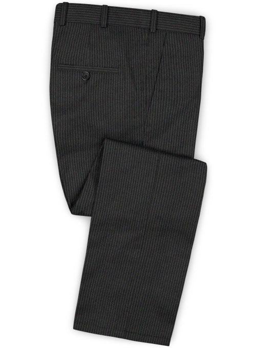 Napolean Mini Stripe Black Wool Suit - StudioSuits