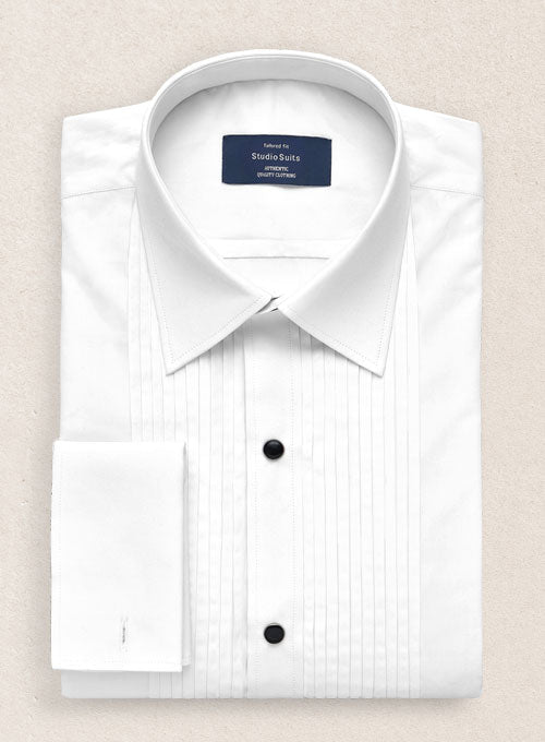 Pleated White Tuxedo Shirt - StudioSuits