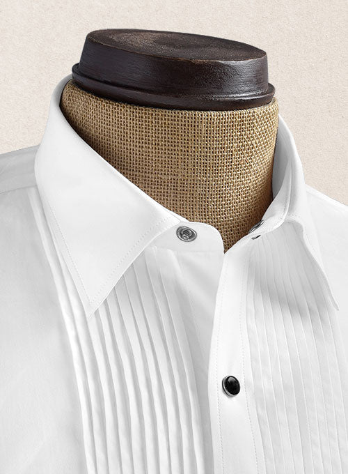 Pleated White Tuxedo Shirt - StudioSuits
