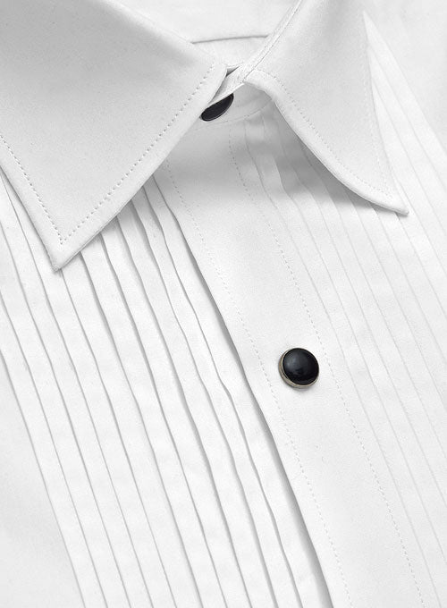 Pleated White Tuxedo Shirt - StudioSuits