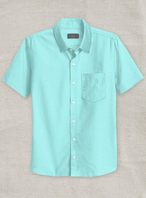 Aqua Blue Stretch Poplene Shirt - StudioSuits
