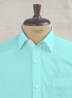 Aqua Blue Stretch Poplene Shirt - StudioSuits
