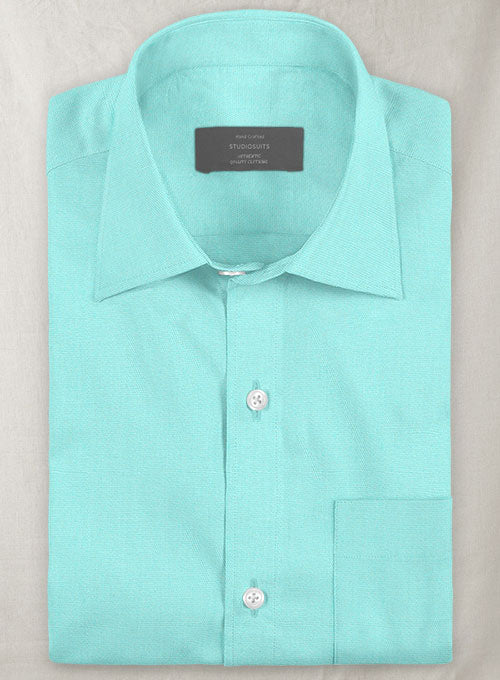Aqua Blue Stretch Poplene Shirt - StudioSuits