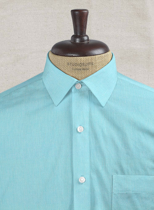 Aqua Blue Luxury Twill Shirt - StudioSuits