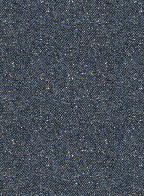Arc Blue Herringbone Flecks Donegal Tweed Pants - StudioSuits