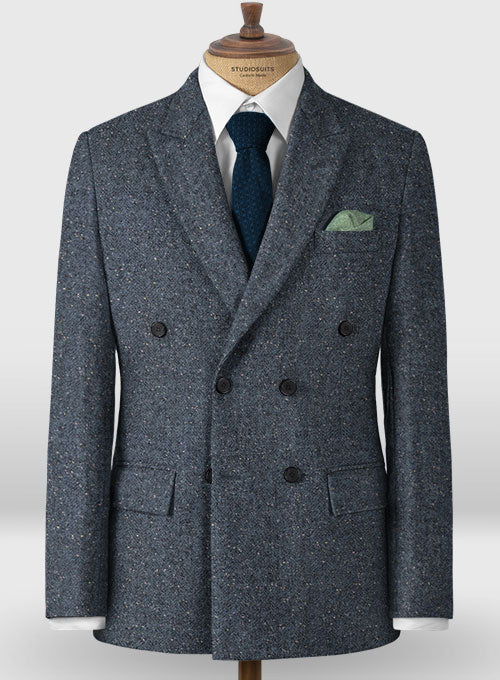 Arc Blue Herringbone Flecks Donegal Tweed Suit - StudioSuits