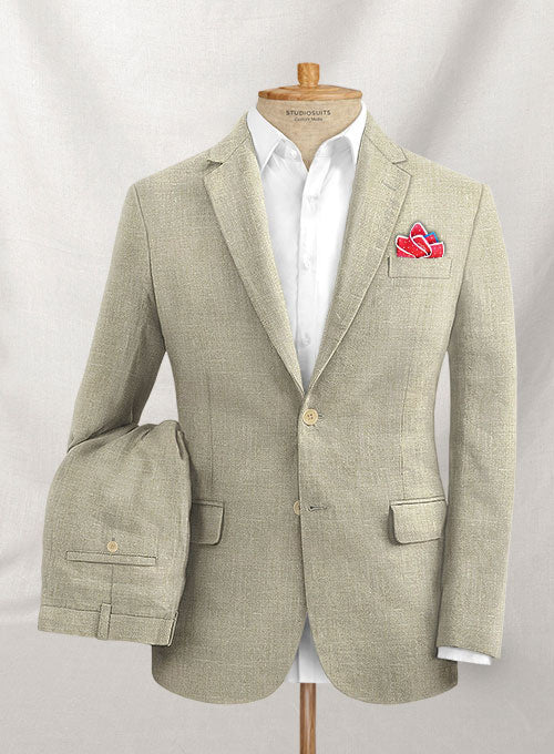 Aura Beige Pure Linen Suit - StudioSuits