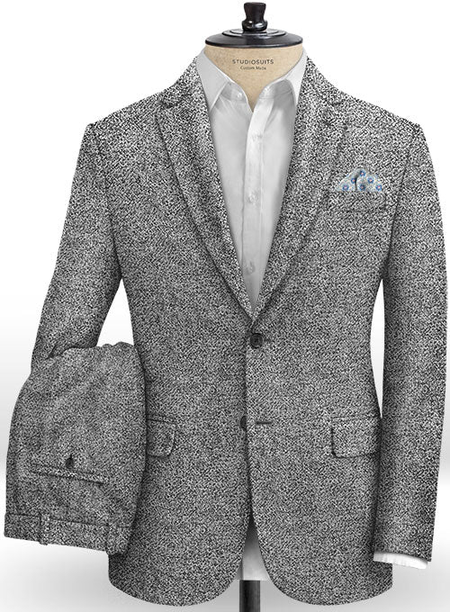 Basket Weave Gray Tweed Suit - StudioSuits