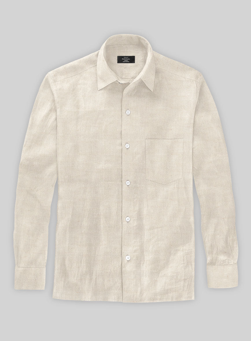 Beige Cotton Linen Shirt - StudioSuits