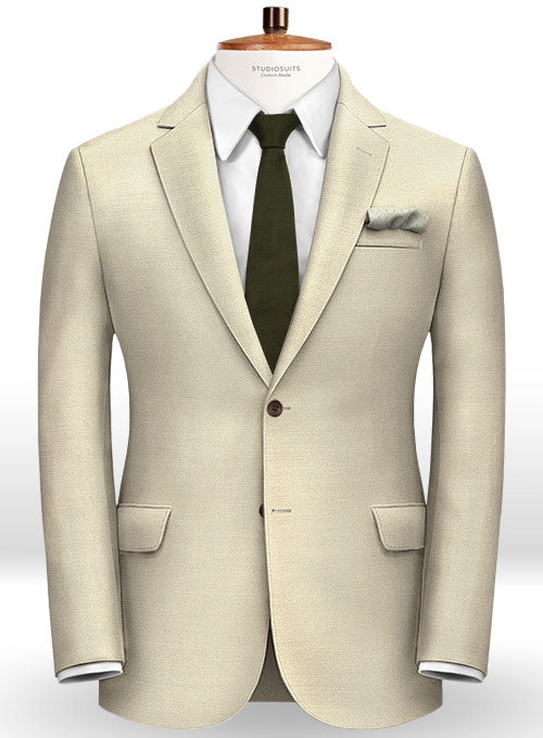 Beige Cotton Wool Stretch Suit - StudioSuits