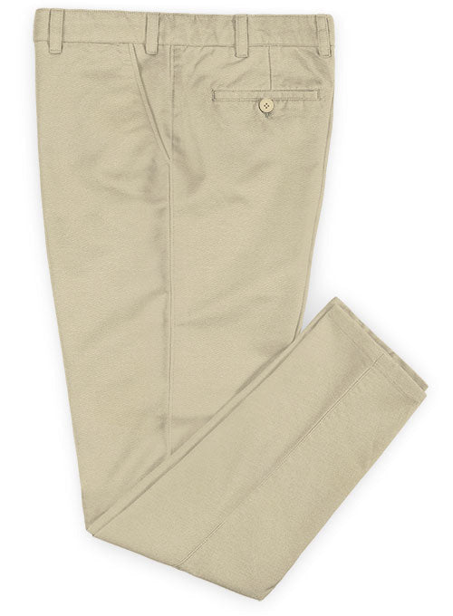 Washed Beige Peach Finish Chinos - StudioSuits