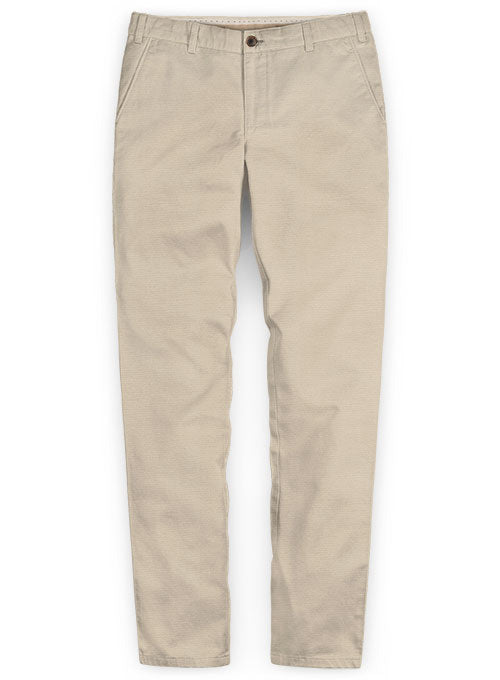 Washed Beige Super Cotton Stretch Chino Pants - StudioSuits
