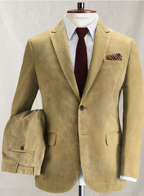Beige Thick Corduroy Suit - StudioSuits