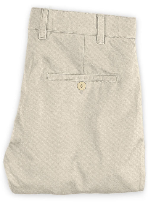 Washed Beige Twill Stretch Chino Pants - StudioSuits