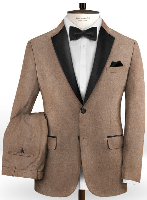 Beige Velvet Tuxedo Suit - StudioSuits