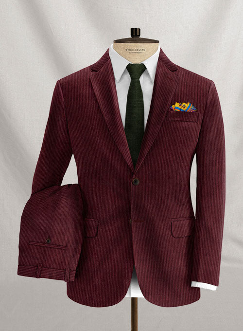 Berry Wine Thick Corduroy Suit - StudioSuits