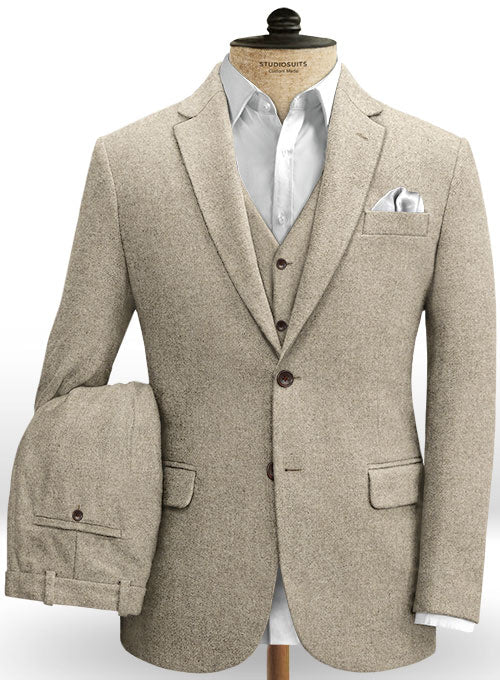 Beige Heavy Tweed Suit - StudioSuits