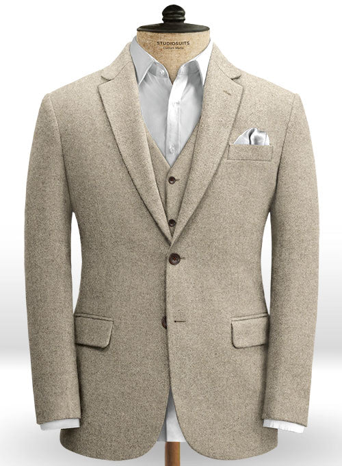 Beige Heavy Tweed Suit - StudioSuits