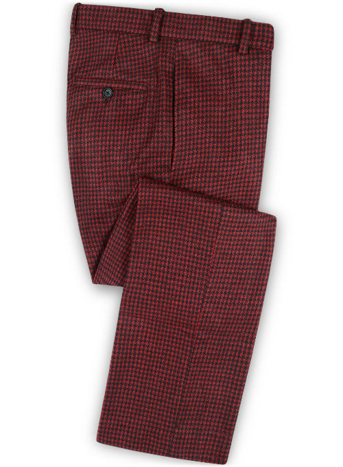 Big Houndstooth Red Tweed Pants - StudioSuits