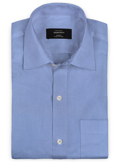 Birdseye Blue Cotton Shirt - StudioSuits