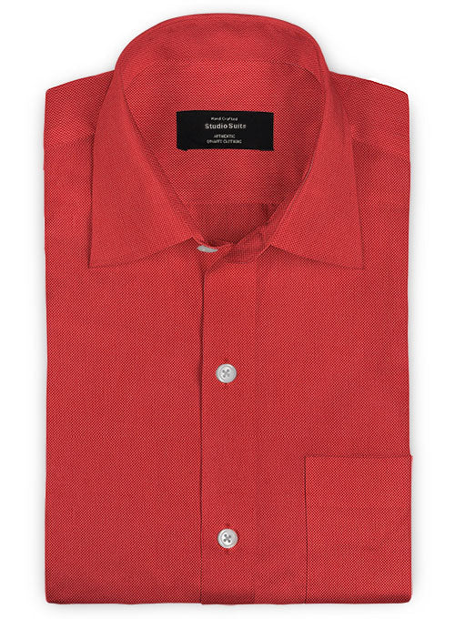 Birdseye Tango Red Cotton Shirt - StudioSuits