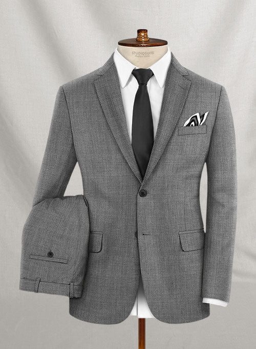 Birdseye Wool Light Gray Suit - StudioSuits