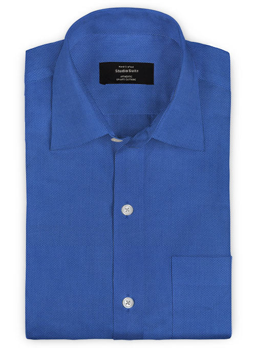 Birdseye Yale Blue Cotton Shirt - StudioSuits