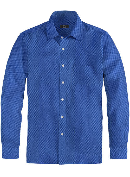 Birdseye Yale Blue Cotton Shirt - StudioSuits