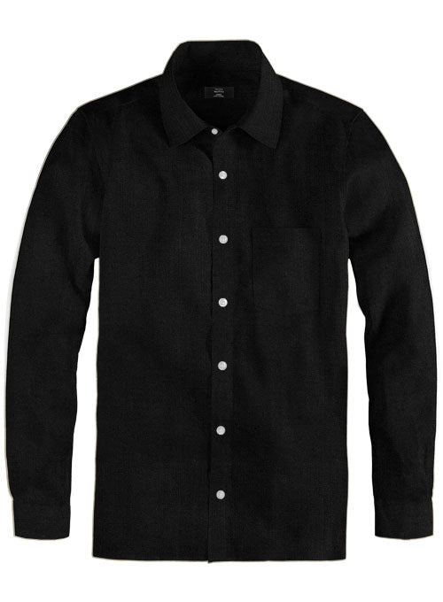 Black Cotton Linen Shirt - StudioSuits