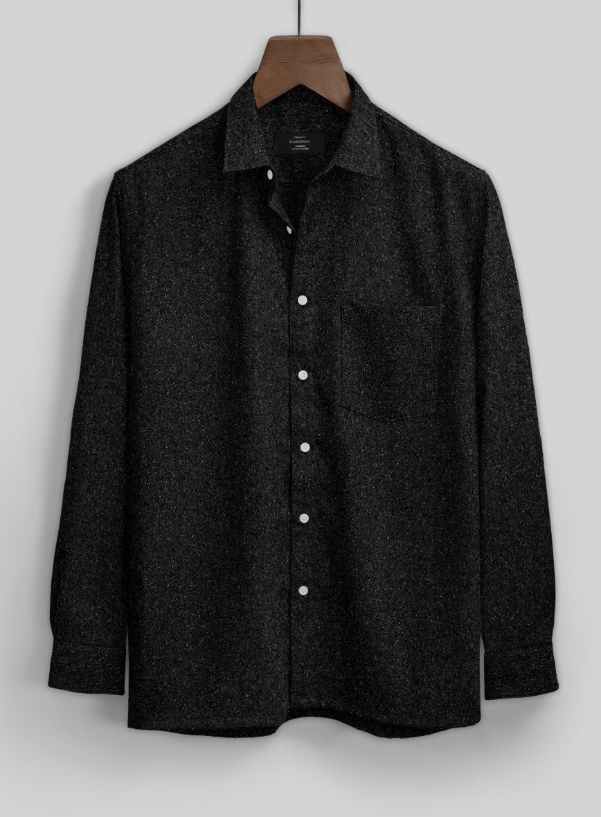 Black Flecks Donegal Tweed Shirt - StudioSuits