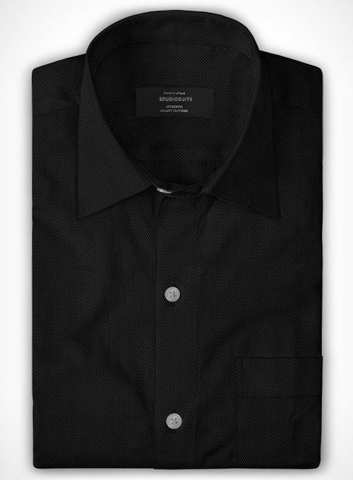 Black Herringbone Cotton Shirt – StudioSuits