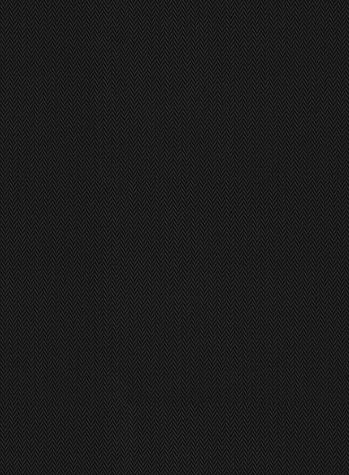 Black Herringbone Cotton Shirt - StudioSuits