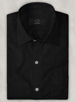 Black Herringbone Cotton Shirt