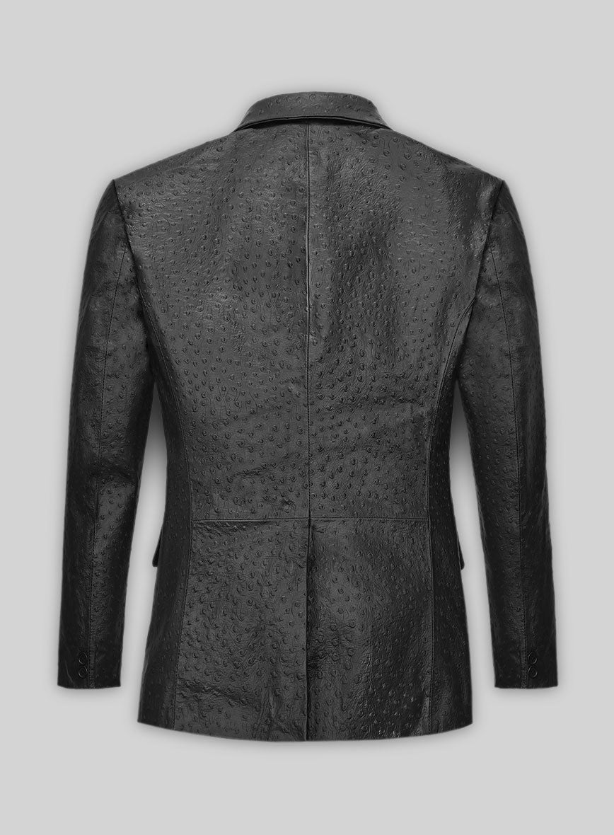 Black Ostrich Leather Blazer - StudioSuits
