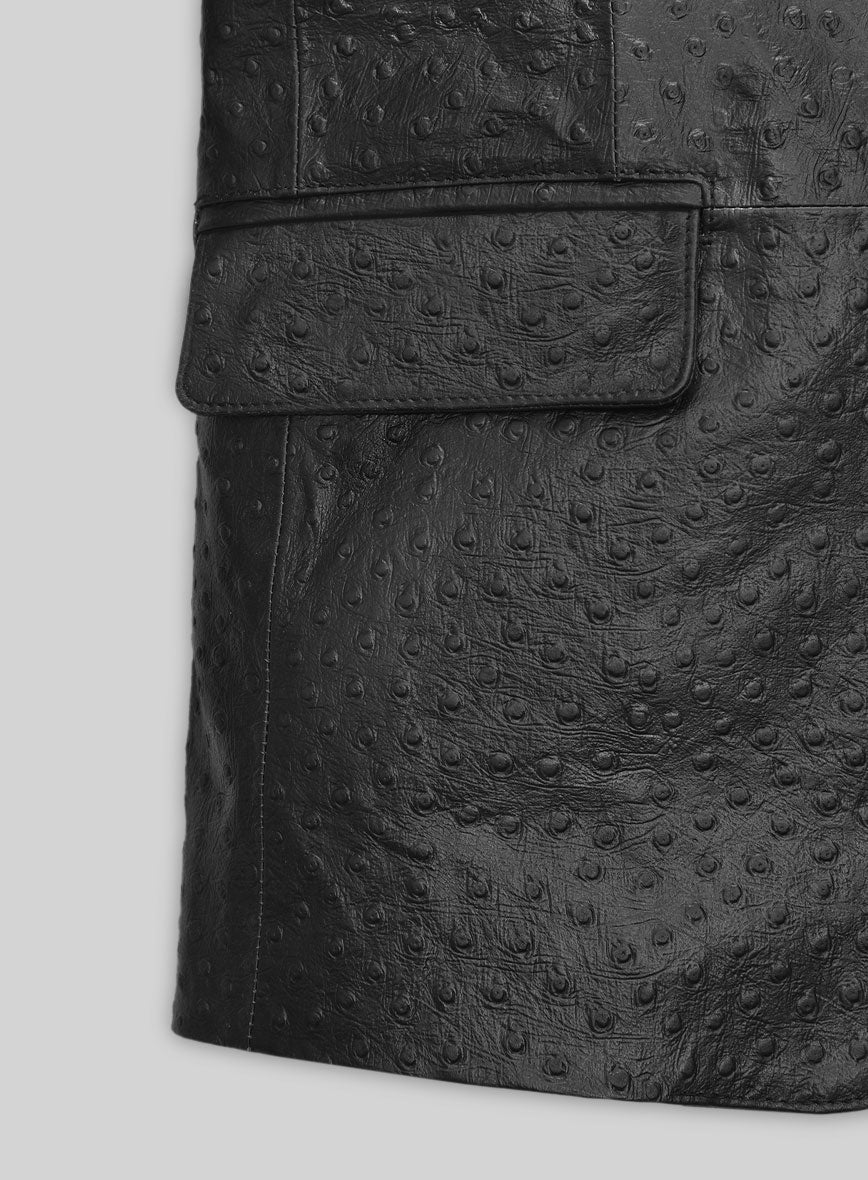 Black Ostrich Leather Blazer - StudioSuits