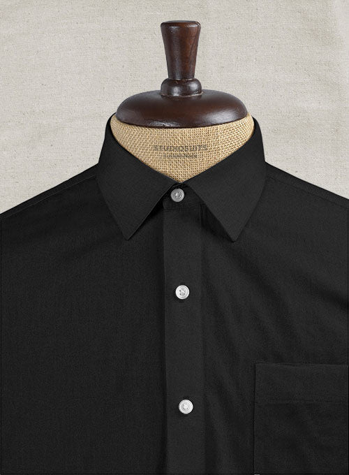 Black Stretch Poplene Shirt - StudioSuits