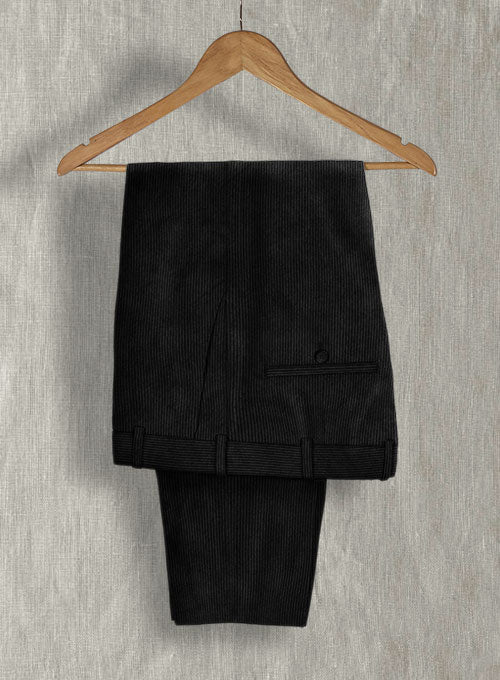 Black Stretch Corduroy Pants - StudioSuits