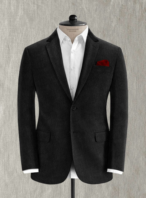 Black Stretch Corduroy Suit - StudioSuits