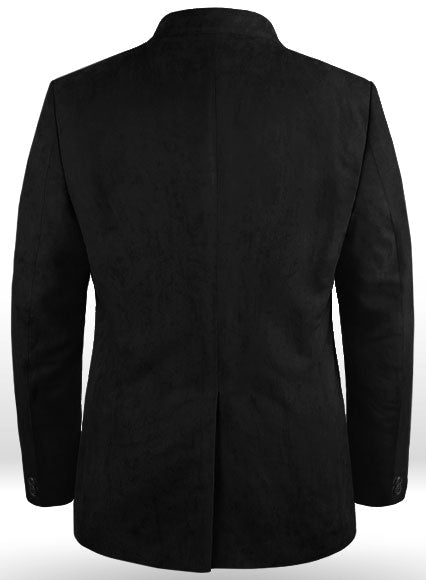 Black Suede Faux Leather Blazer - StudioSuits