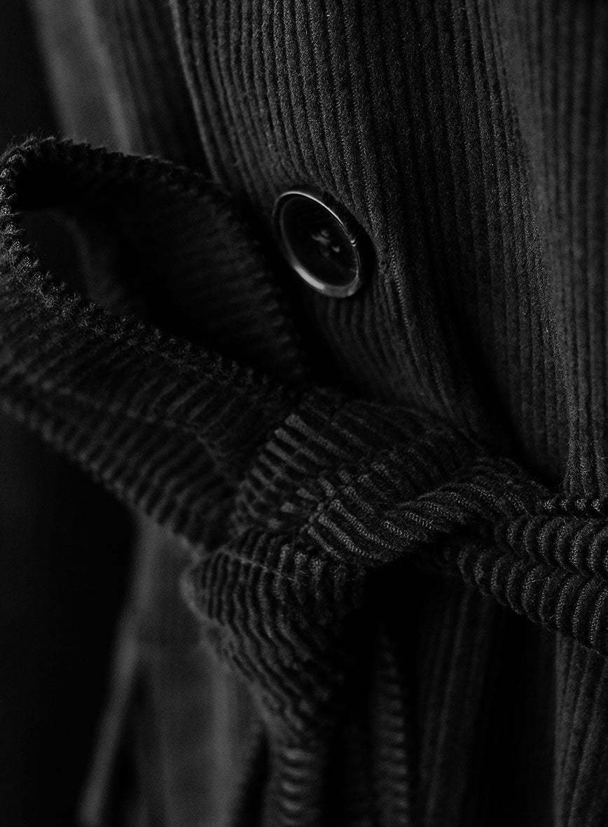 Black Thick Stretch Corduroy Safari Jacket - StudioSuits