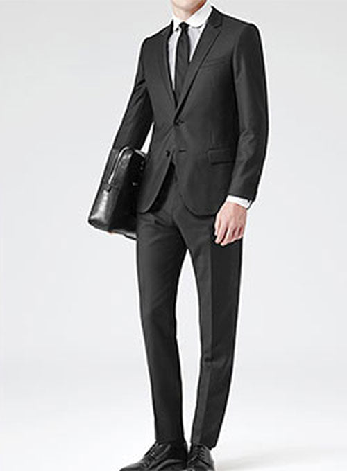 Black Merino Wool Suit - StudioSuits