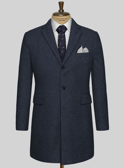 Blue Heavy Tweed Overcoat - StudioSuits