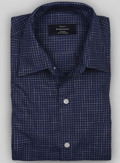 Blue Square Cotton Shirt