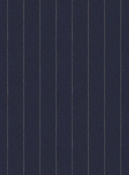 Blue Stripe Flannel Wool Pants - StudioSuits