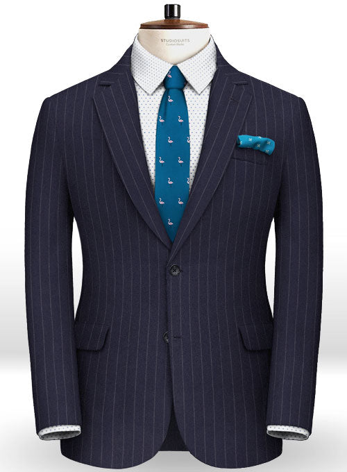 Blue Stripe Flannel Wool Jacket - StudioSuits